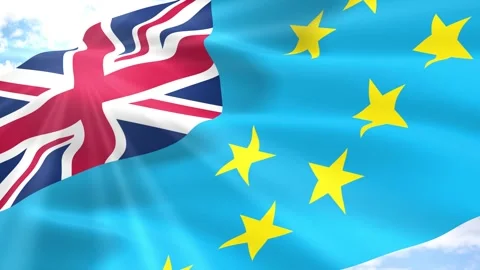 Tuvalu Flag Seamless Loop 4k 60fps on Sky Background Stock Footage 341553704