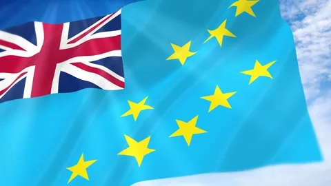 Tuvalu Flag Seamless Loop 4k 60fps on Sky Background Stock Footage 341679060