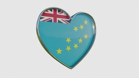 Tuvalu Flag in the Shape of 3D Heart. Video stock 144426205