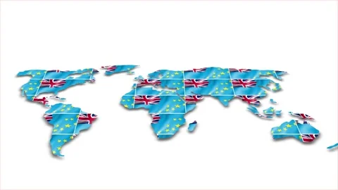 Tuvalu flag wave 3d earth map animation white background Vidéo 264302901