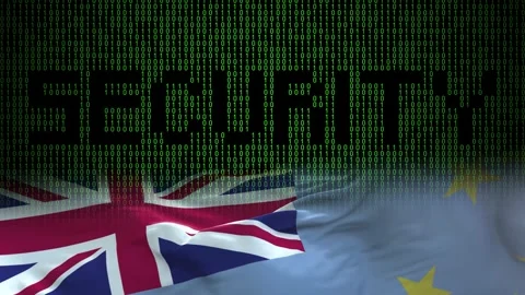 Tuvalu flag - Waving flag on matrix binary code background Stock Footage 321422632