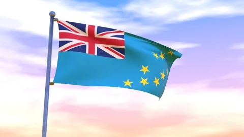 Tuvalu Flag waving in the high wind Video stock 155459346
