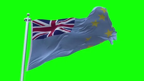 Tuvalu Flag Waving in Loopable and Textured green screen background Stock Footage 296875957
