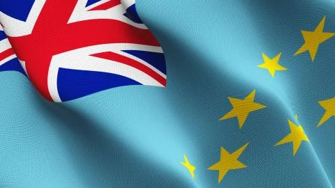 Tuvalu flag waving on wind. Stock Illustration