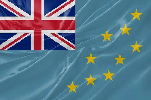 Tuvalu Waving Flag Background with Silk Fabric Texture Stock Illustration