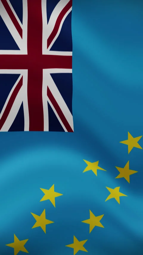 Tuvalu Waving Flag in Vertical Orientation – Realistic Loop Animation Stock Footage 294948441