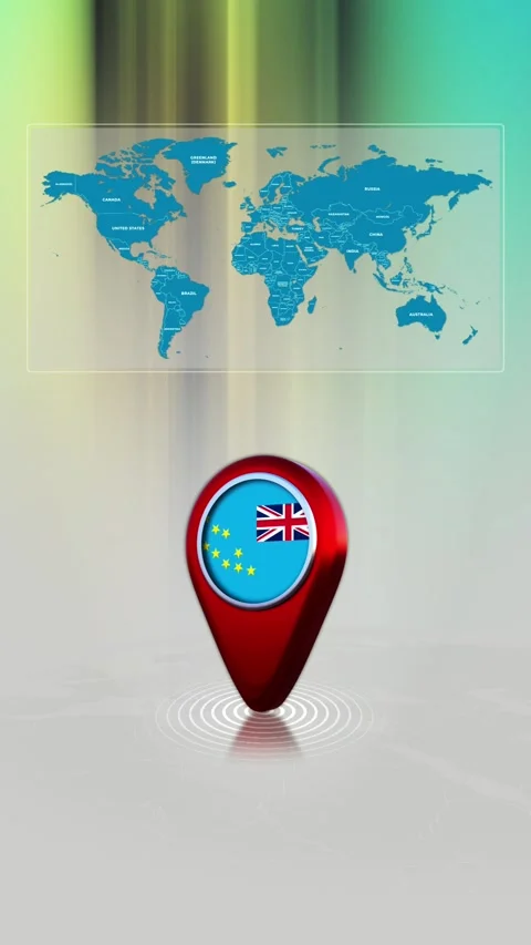 Tuvalu World Map Pin Location Background Loop Vertical Stock Footage 343194601