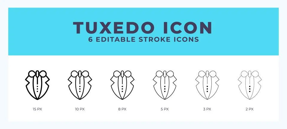 Tuxedo icon set with different stroke. Design elements for logo. Vector ill.. Illustrazione stock