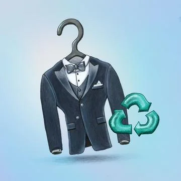 Tuxedo suit - piece and type of clothing - 2d icon hand-drawn illustration Stock Illustration