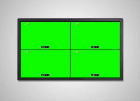 TV with 4 display cctv screen on wall Stock Illustration