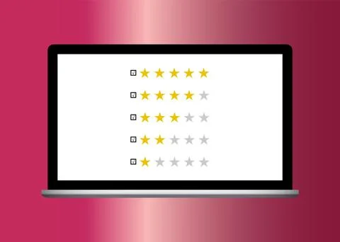 TV 4K flat screen lcd or oled, realistic plasma TV with stand. Customer review r Stock Illustration