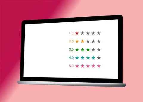 TV 4K flat screen lcd or oled, realistic plasma TV with stand. Customer review r Stock Illustration