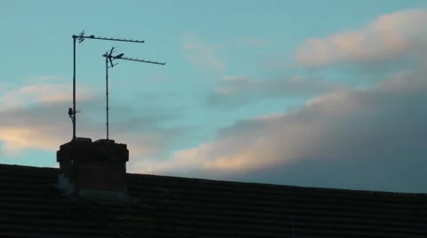 TV aerials sunset sky Stock Footage 46617329