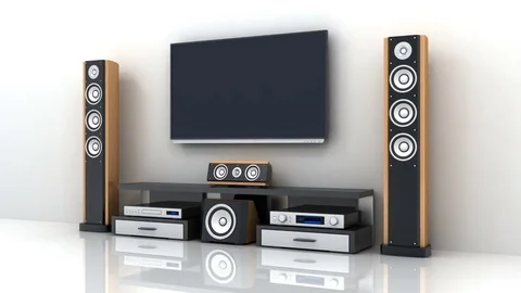 TV and audio electronics and alpha channel Stock Footage 80335782