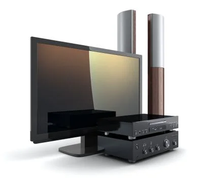 TV and audio system (done in 3d) Stockillustratie