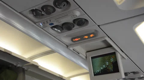 TV and cooler in a plane Stock Footage 22771902