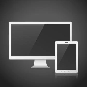 Tv and tablet with blank screen Illustrazione stock
