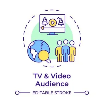 TV and video audience multi color concept icon Stock Illustration