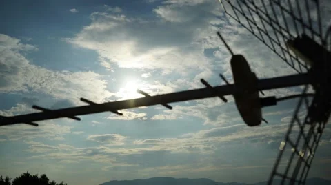 TV Antenna with clouds and sun time lapse Stock Footage 42383749