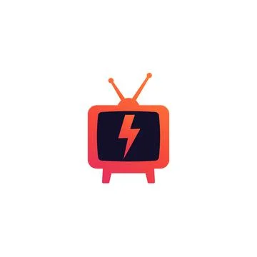Tv with antenna vector logo on white Stock Illustration
