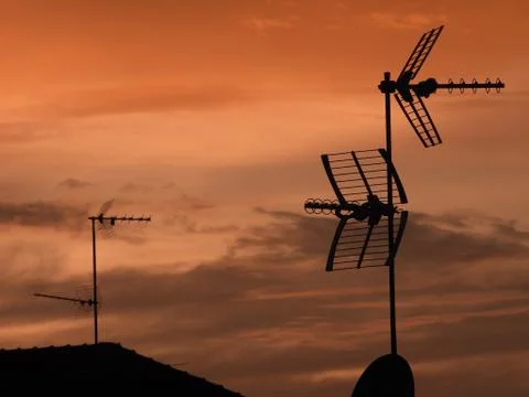 TV antennas Stock Photos