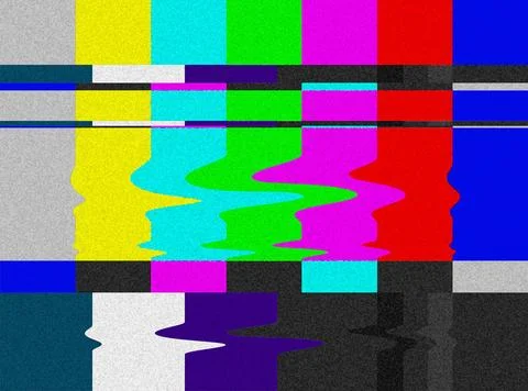 TV bars signal error. Distorted Television bars signal. Error on the test ... Stock Photos