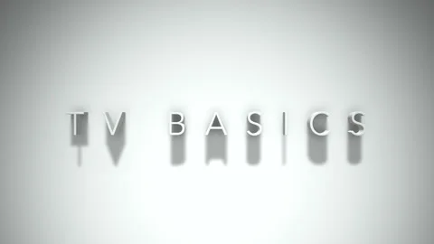 Tv basics 3D title animation with shadows on a white background Stockbeeldmateriaal 297801409