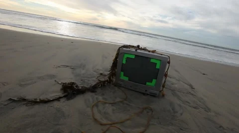 TV ON BEACH Stock Footage 5391416