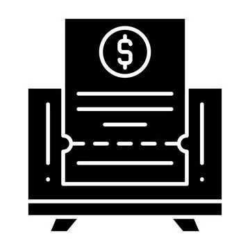 TV Bill Glyph Icon Stock Illustration