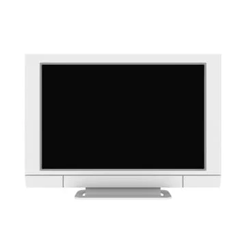 TV with black screen isolated on white background Illustrazione stock
