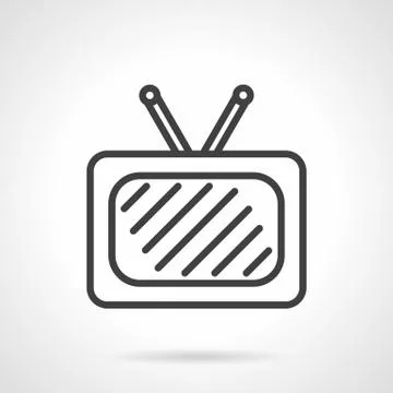 TV black simple line vector icon Stock Illustration