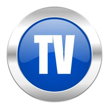 Tv blue circle chrome web icon isolated. Stock Illustration