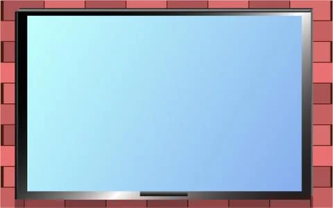 TV on the brick wall frame Stock Illustration