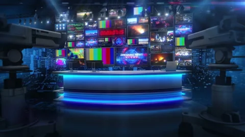 TV Broadcast News Virtual Studio Set - B... | Stock Video | Pond5