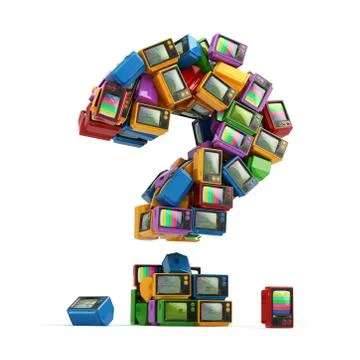 TV broadcasting concept. Question sign from vintage tv with no signal on the Illustration