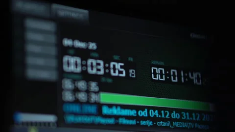 TV Broadcasting Software on Computer Screen, Playing Commercials, Modern Stock Footage 323904933