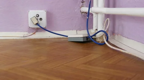 TV Cable on the Ground Stock Footage 47952685