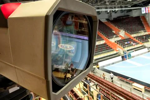 TV camera for broadcast Handball. Stock Photos