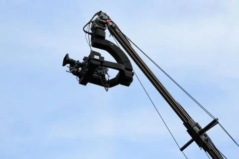 Tv camera on a crane Stock-Fotos