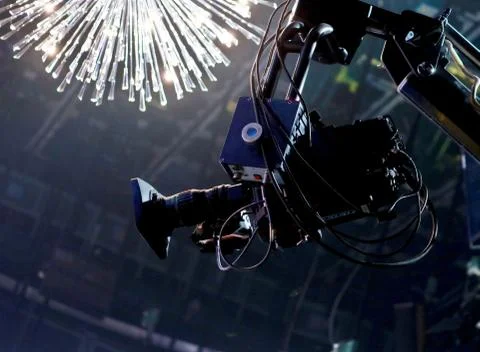 TV camera on a crane Stock Photos