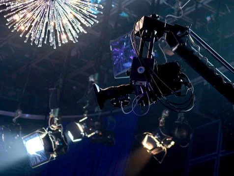 TV camera on a crane Stock Photos