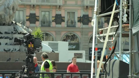 Tv Camera Dolly at Public Event in Milan Stockbeeldmateriaal 63985756