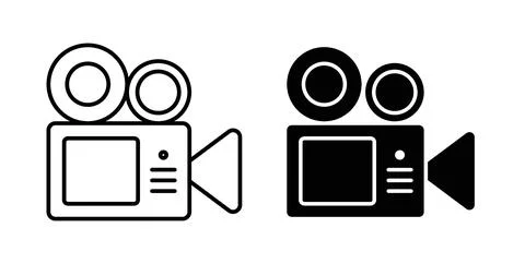 TV camera icon in black and white. vector icon pack for websites 스톡 일러스트