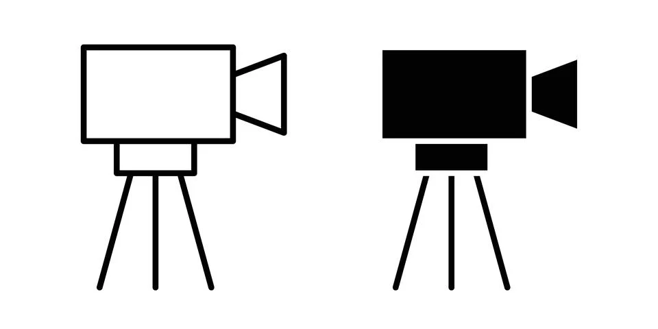 TV camera icon black vector isolated on white 스톡 일러스트