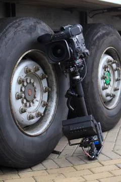 TV camera with steadicam Stockfoto's