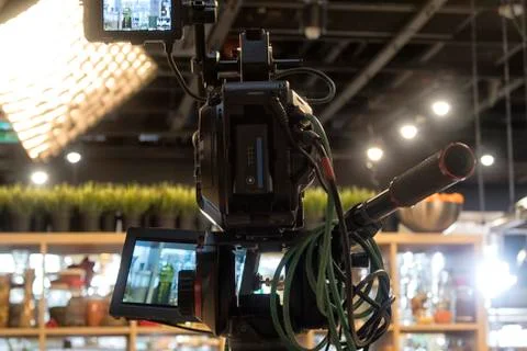 Tv camera in a studio Stock Photos