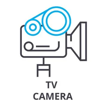 Tv camera thin line icon, sign, symbol, illustation, linear concept, vector Stock Illustration