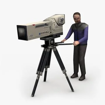 TV Cameraman & Camera 3D Model