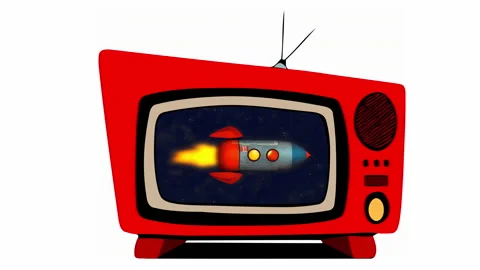 TV cartoon future rocket starfield travel Video stock 232956940