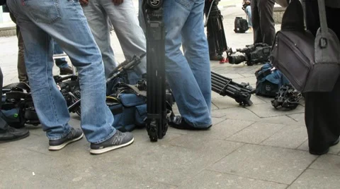 TV channel cameramen wait for van Buuren arrival at RUSSIA Concert Hall Stock Footage 7205014
